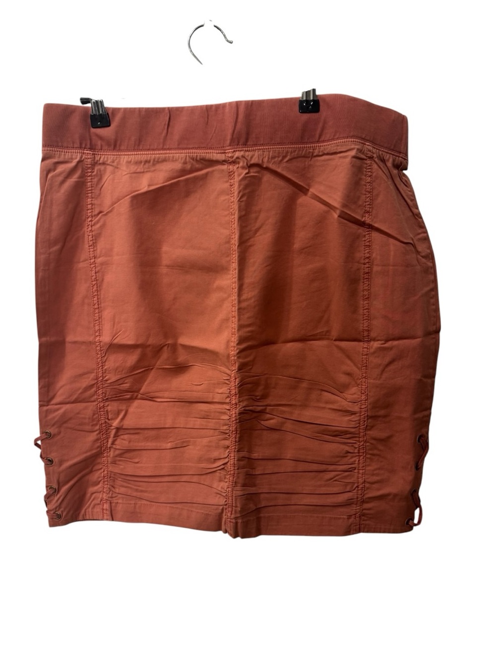 NWT rust orange XCVI Wearables shirred cargo mini skirt size XL